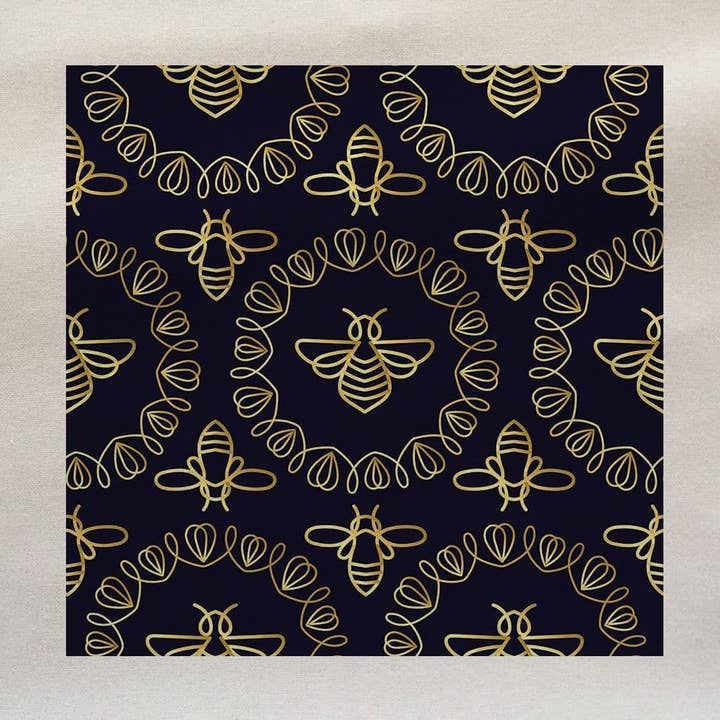 Bee Flying Insect Decorative Black Yellow Fabric Panel for wholesale by Hills Of Fabric