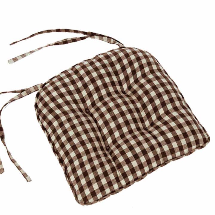 Heritage House Check Chair Pad Black for wholesale by Home Collections by Raghu