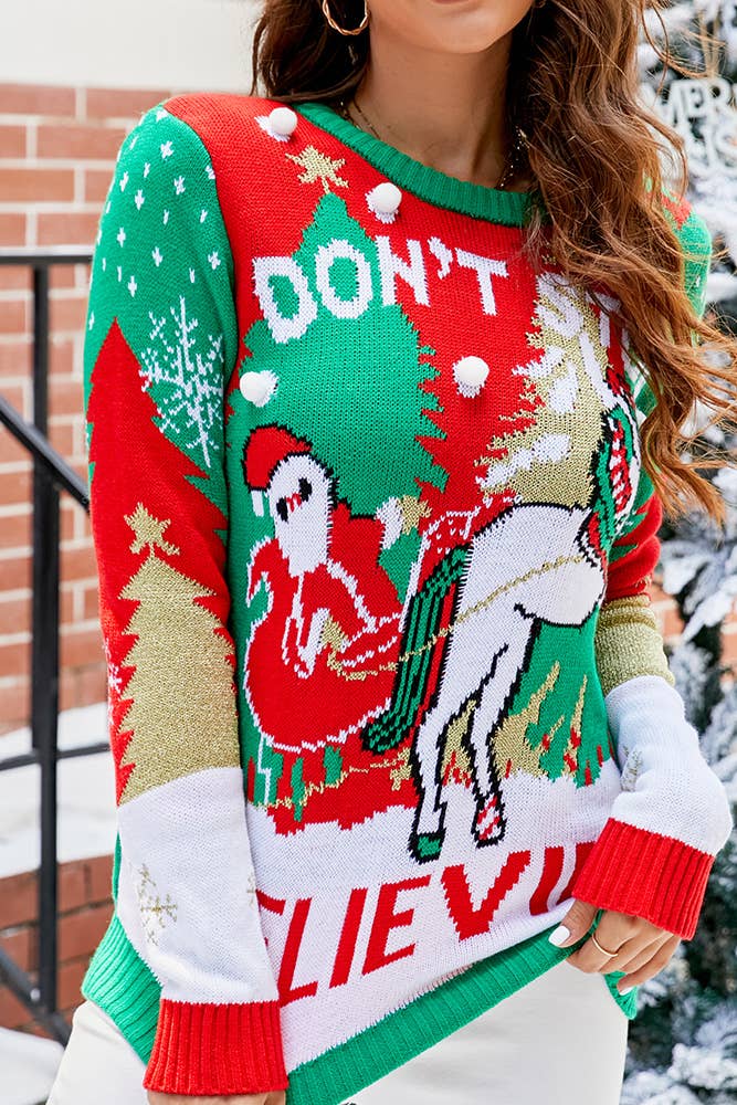 Comely Fashion - Wholesale Knit Sweater - Women's - Christmas Cartoon Elements Jacquard Knit Pullover Sweater1