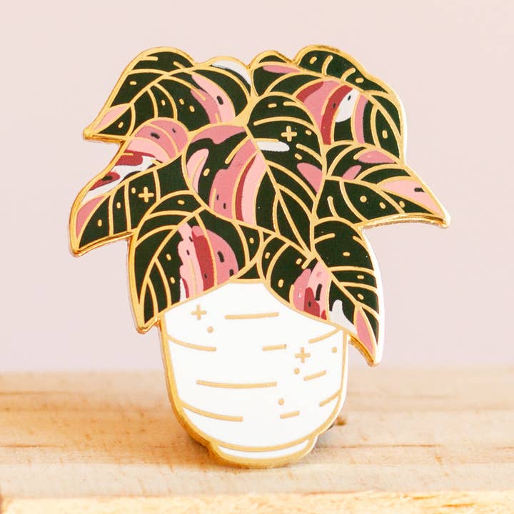 Pink Princess Philodendron Enamel Pin for wholesale by Occasionalish