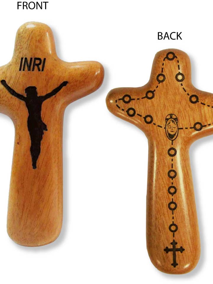 5" Hand Crucifix/Rosary-Mhgany for wholesale by H.J. SHERMAN COMPANY, INC.