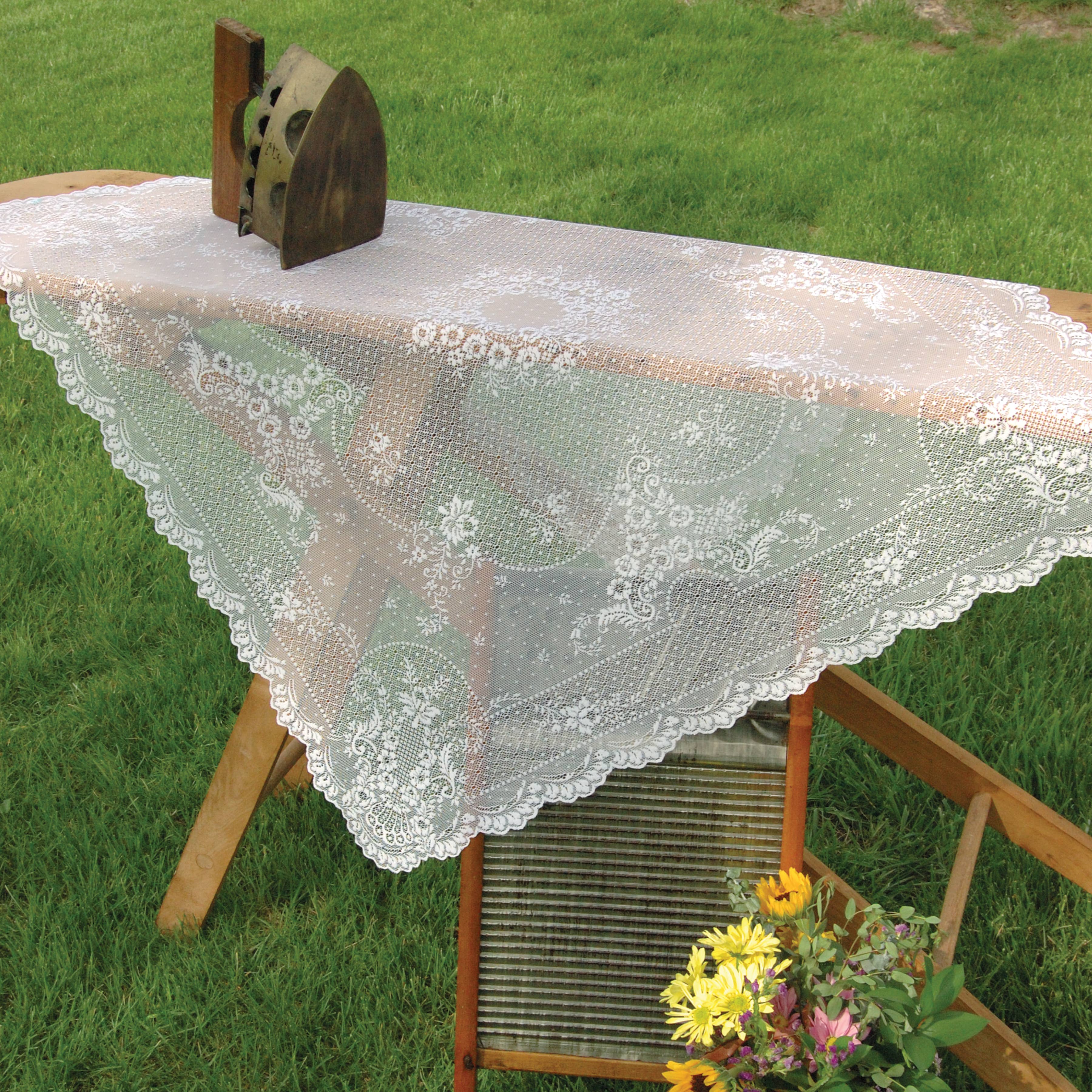 Heritage Lace - Wholesale Tablecloth - Floret 36x36 White Lace Table Topper0