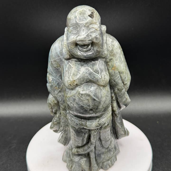 Labradoriet Gelukkige Lachende Boeddha gravure G867C voor wholesale door The 7 Directions