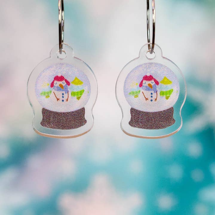 Cute Snowglobe Christmas Earrings for wholesale by Paper Pattern Silk