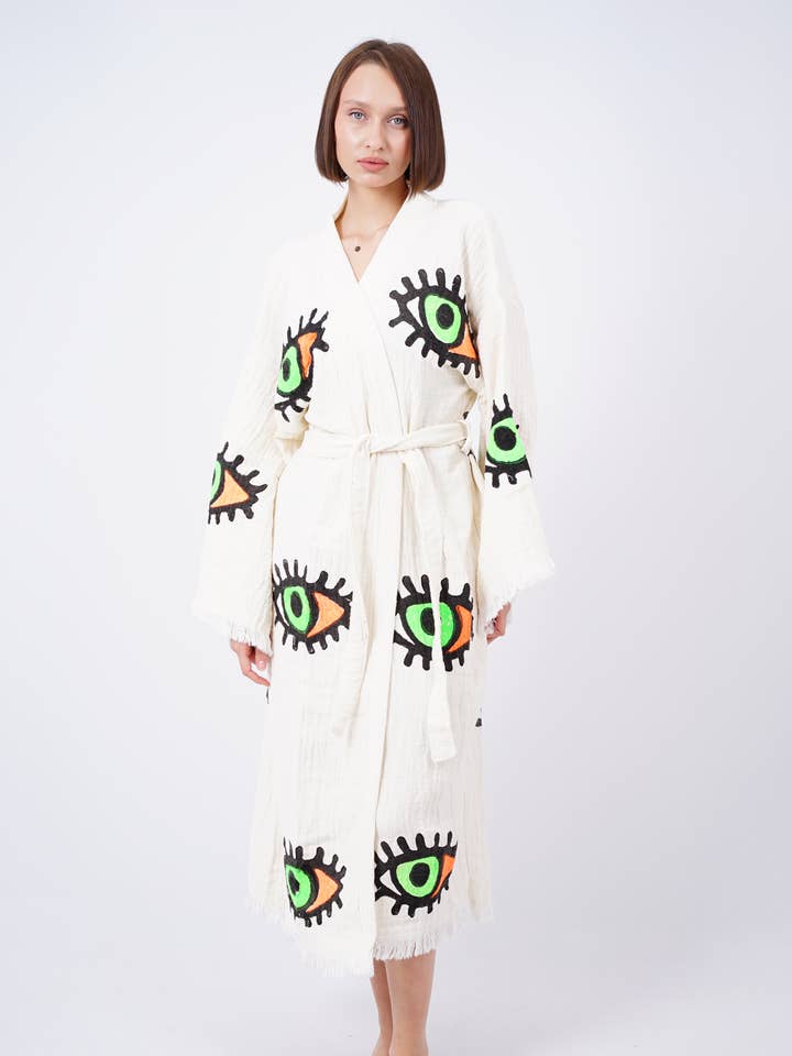 Artesanal Evil Eye Festival de Boho Kimono, Boho Beachwear por atacado de Bodho