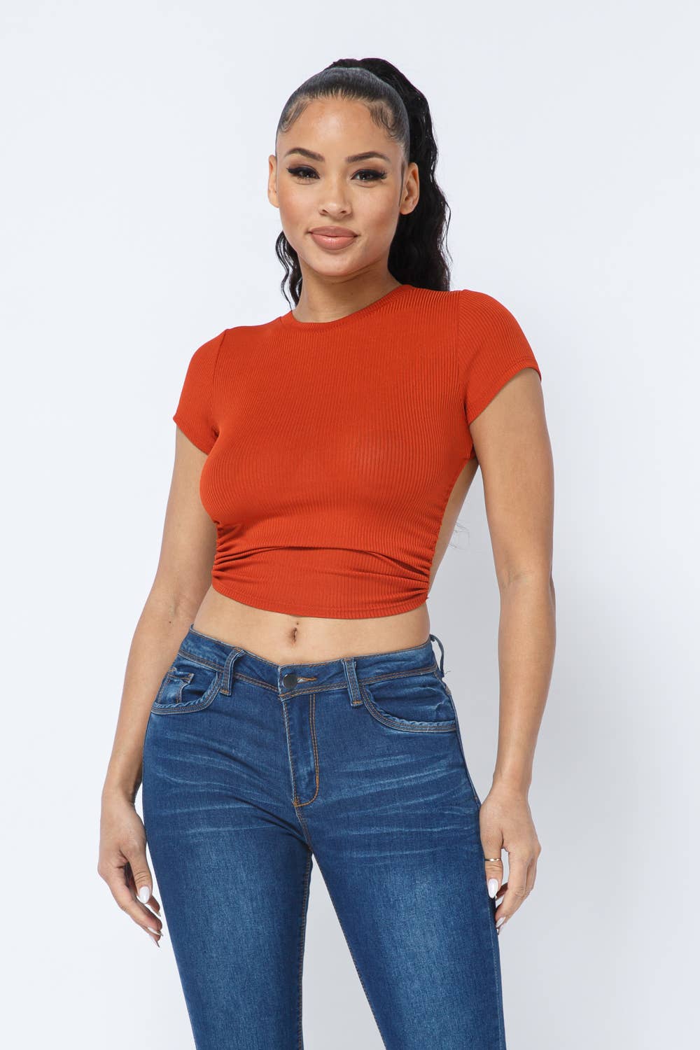 Julia by LoveJ - Wholesale Knit Top - Women's - Rib Open Back String Tie Crop Top3