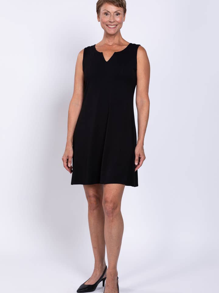 Maggie Ärmlös Klänning, Svart, Bambu för wholesale av Blue Sky Clothing Co LLC