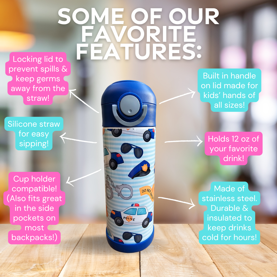 LB Personalized Design - Wholesale Water Bottle - Police Car Water Bottle1