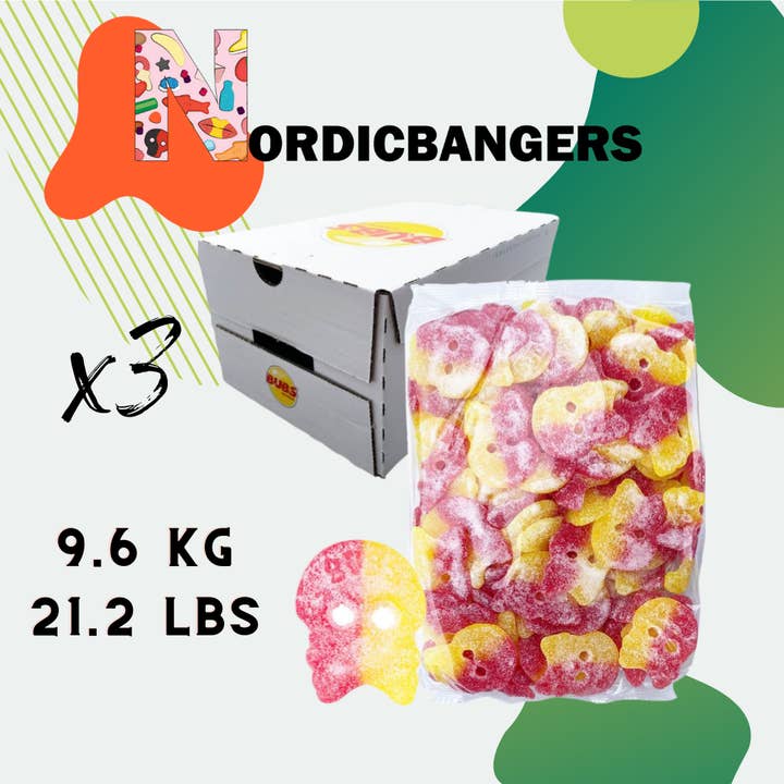 Nordicbangers - Swedish Candy - Wholesale Gummy - Bubs Swedish Candy Box 3.2kg Sourskull-Big - Mix your candy