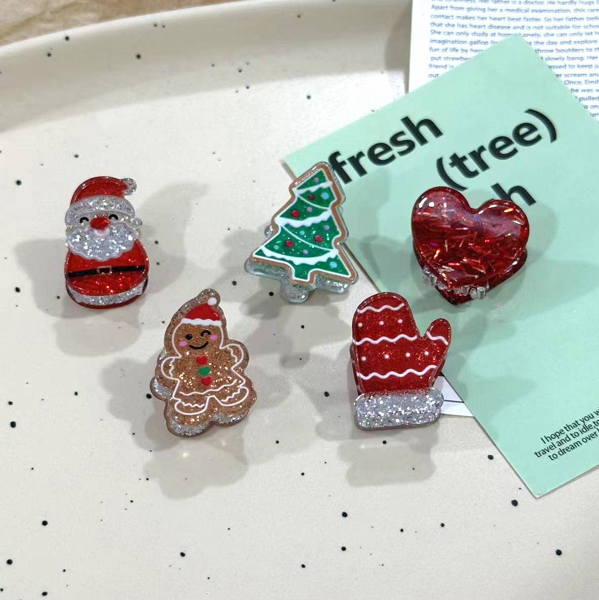 SoapElenGlen - Vente Pince à cheveux – femme - Pince à cheveux Père Noël et arbre scintillants, pince à griffes inspirée de Noël5