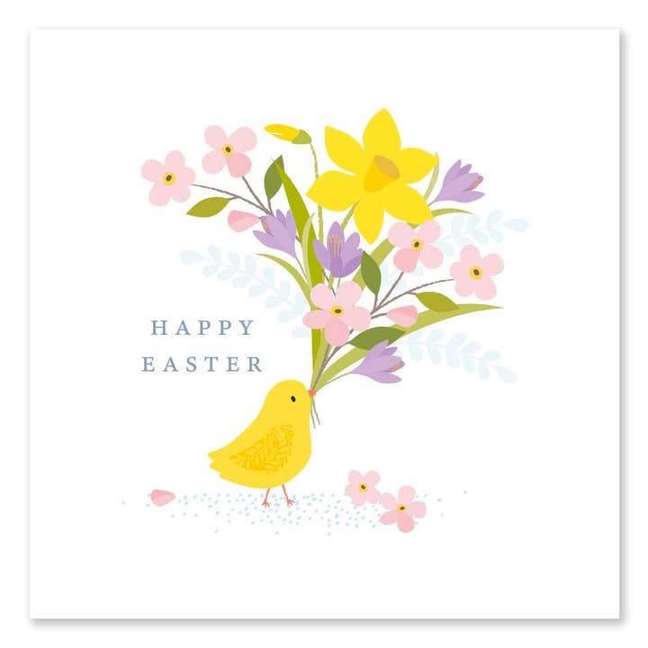 Happy Easter / Chick with Flowers for wholesale by Klara Hawkins