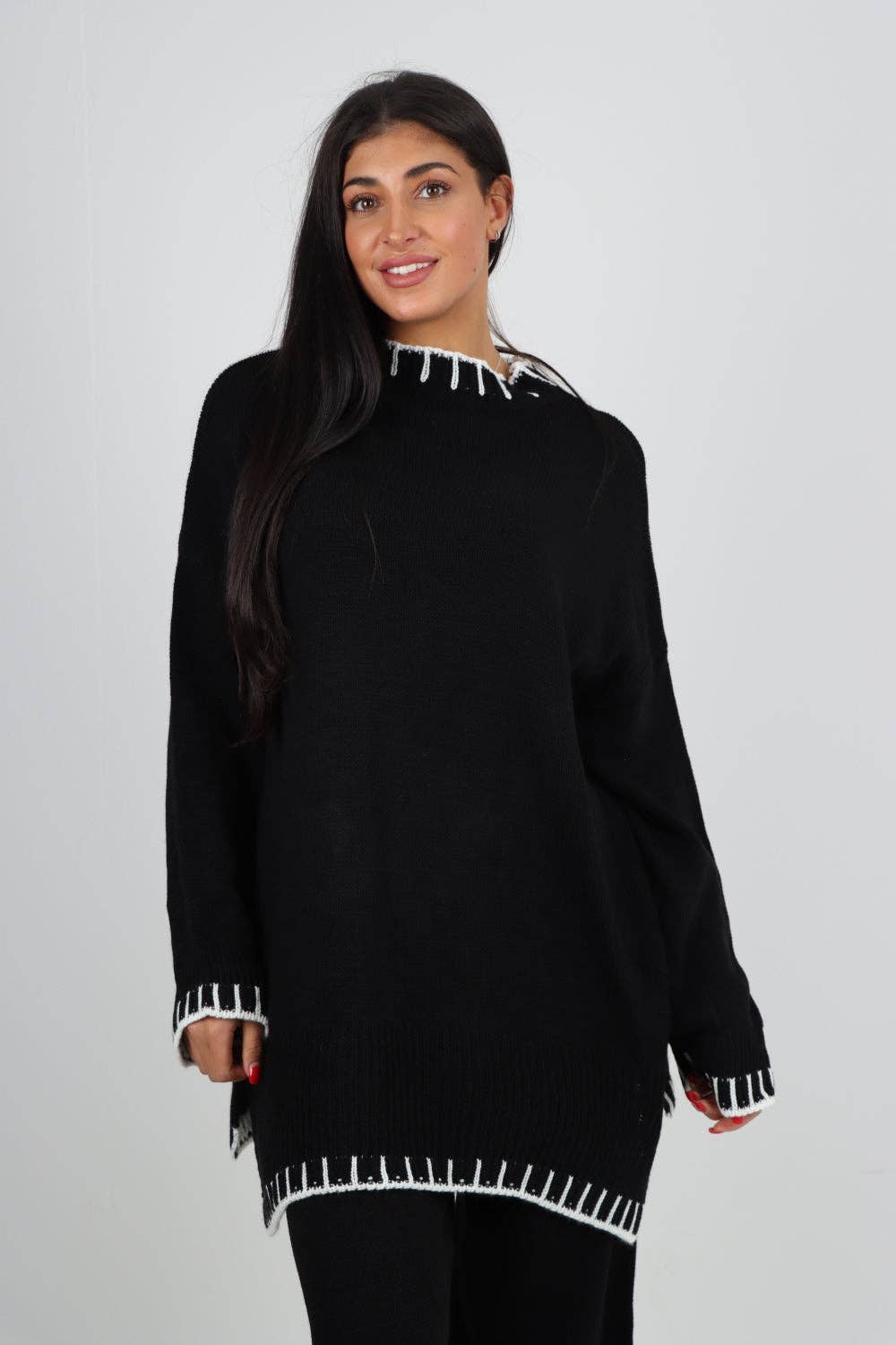 Miss Bold – Engroshandel Loungesæt - Dame – Italienske oversize strikkede sæt i matchende design5