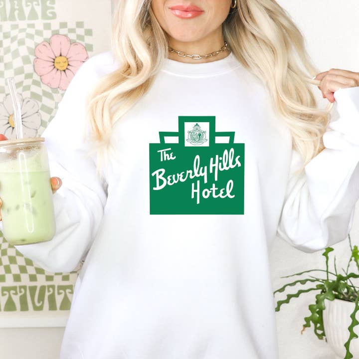 TheKingShirt - Wholesale Graphic Sweatshirt - Women's - Beverly Hills Hotel Crewneck Sweatshirt, Cute Gift For Her2