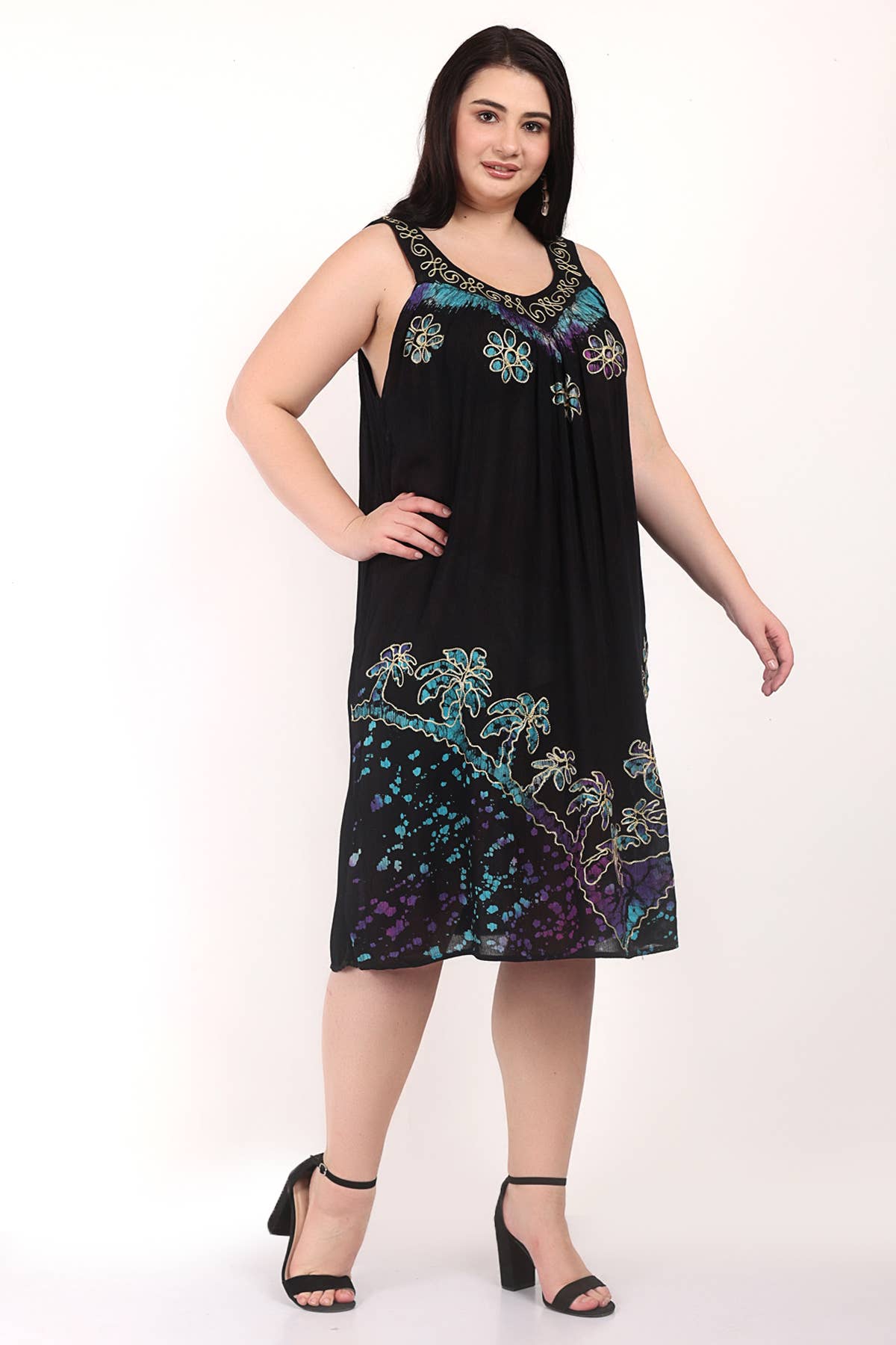 Wevez – wholesale Dress – Women's – Women Solid Embroidered Floral batik Summer Sleeveless Dress6