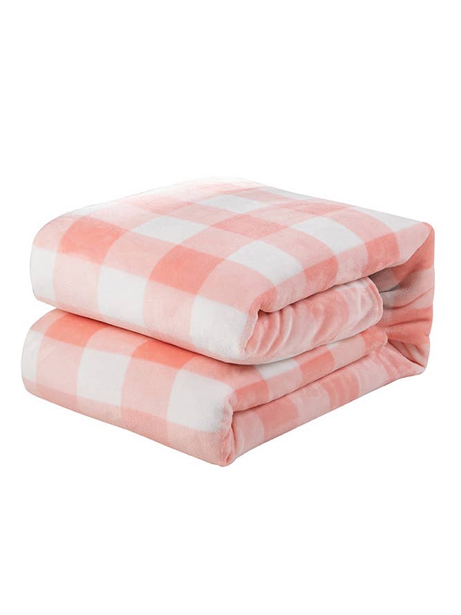 Plaid Flannel Fleece Blanket MOQ 3PCs ZZKF128 for wholesale by UNISHE