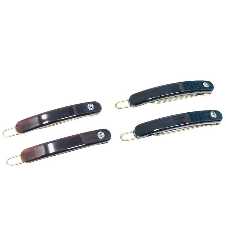 Lot de 4 barrettes à cheveux en cristal Parbarcelona French Mini Oblong de 1,5 pouces pour femmes pour la vente par Parcelona