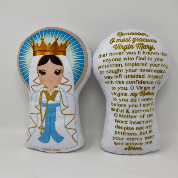 Our Lady of Lourdes with Memorare Stuffed Doll. Saint Gift. Easter Gift. Baptism. Catholic Baby Gift. Our Lady of Lourdes Gift. Mary Doll. Hail Mary Doll. for wholesale by Meyer Market Designs