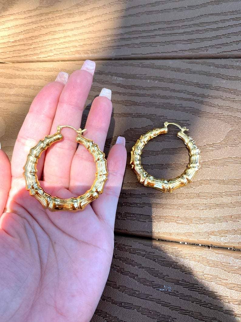 MIA Jewelry – wholesale Hoop earrings – Gold Filled Hoops, Thick Gold Hoop Earrings, Gold Filled Earrings, Gold Hoop Earrings, Gold Filled Bamboo Earrings, Gold Earring Hoop (K44)4