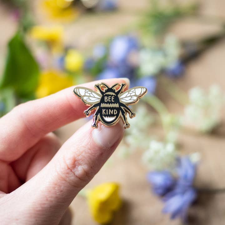 The Black Pug Press - Wholesale Lapel Pin/Button - Bee Kind Enamel Pin