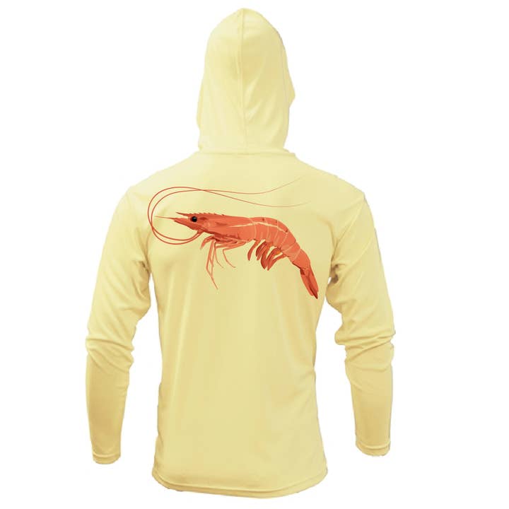 Key West, FL Jumbo Shrimp Long Sleeve UPF 50+ Dry-Fit Hoodie for wholesale by Saltwater Born