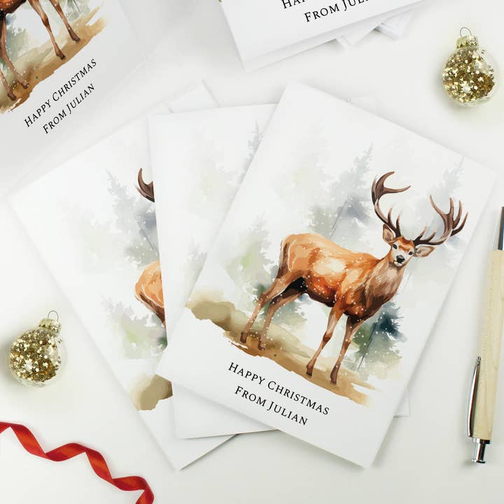 Personalised Pack of 10 Christmas Cards - Stag for wholesale by Simply Canvas Art