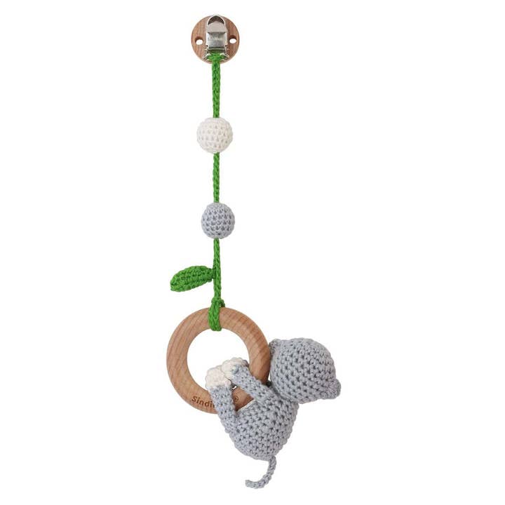 Charlie monkey 3in1 hanging toy in grey for wholesale by SindiBaba