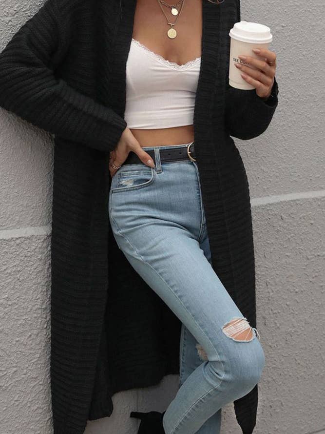 UNISHE - Vente Cardigan – femme - Cardigans ouverts longs unis MY0215