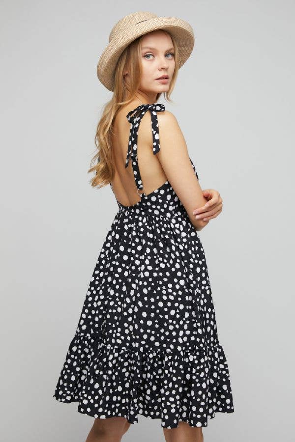 Davi & Dani - Wholesale Dress - Women's - ANIMAL PRINT RIBBON TIE STRAP RUFFLE DRESS11