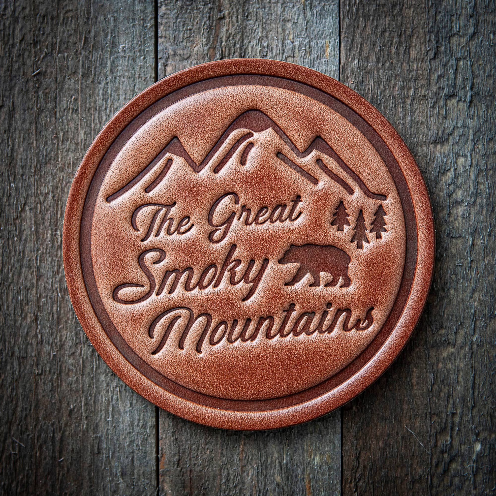 Sugarhouse Leather - Wholesale Coasters - Great Smoky Mountains Leather Coaster