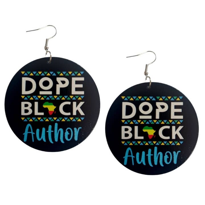Dope Black Author in Colors Statement Wood Earrings for wholesale by Kerena Nicole