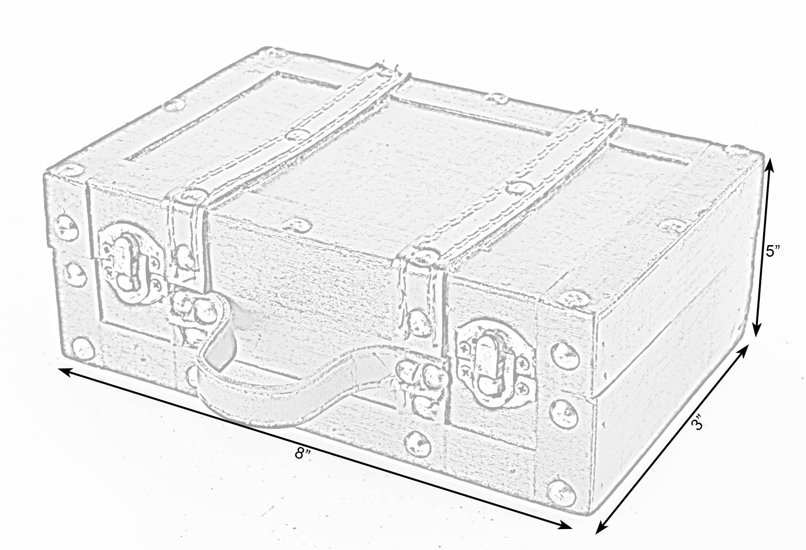 Quickway Imports - Vendita all'ingrosso Scatole decorative - Piccola valigia antica in legno con cinghie e manici in pelle5