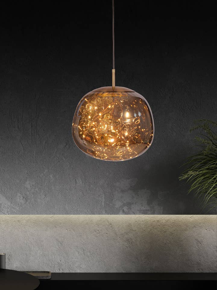 Vienna Meteorite Smoked Antique Glass Led Pendant Light Chandelier 30 Cm | Modern Decorative Lighting For Homes & Hotels for wholesale by HEKA LIGHTING & TRADING LTD
