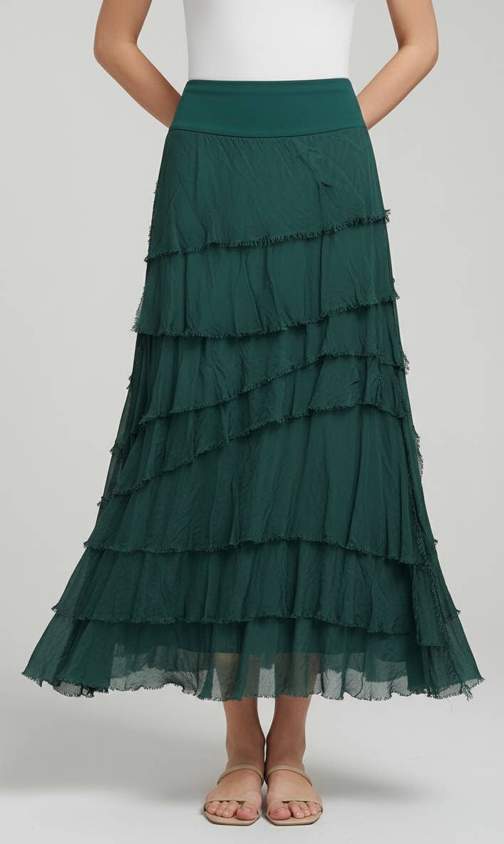 Karamel Collection - Vente Jupe – femme - Jupe en soie à volants  
Aucun tarif ne sera ajouté0