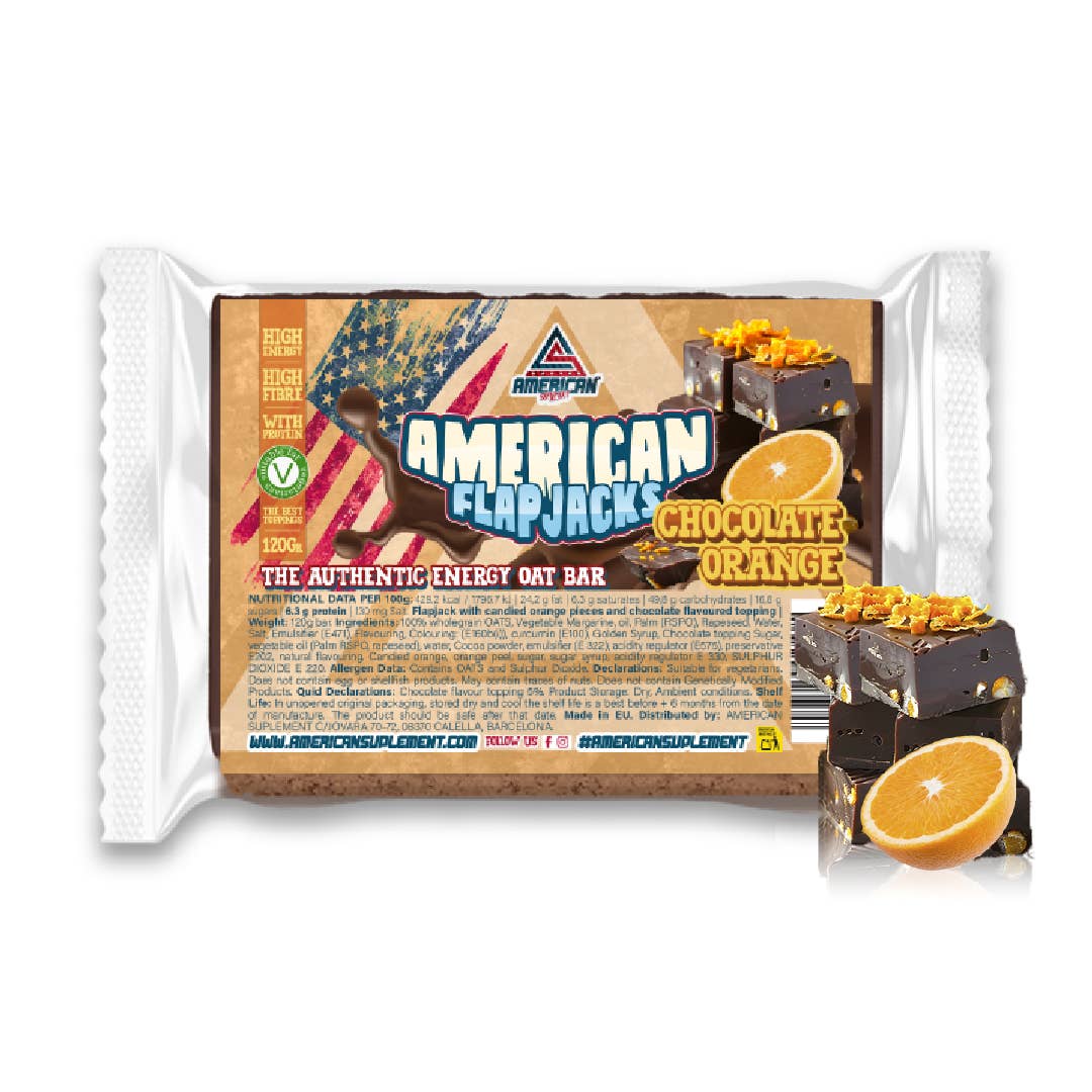 AMERICAN SUPLEMENT S.L. – wholesale Snacksbar – Havreflapjack med protein 24 enheter x120 g2