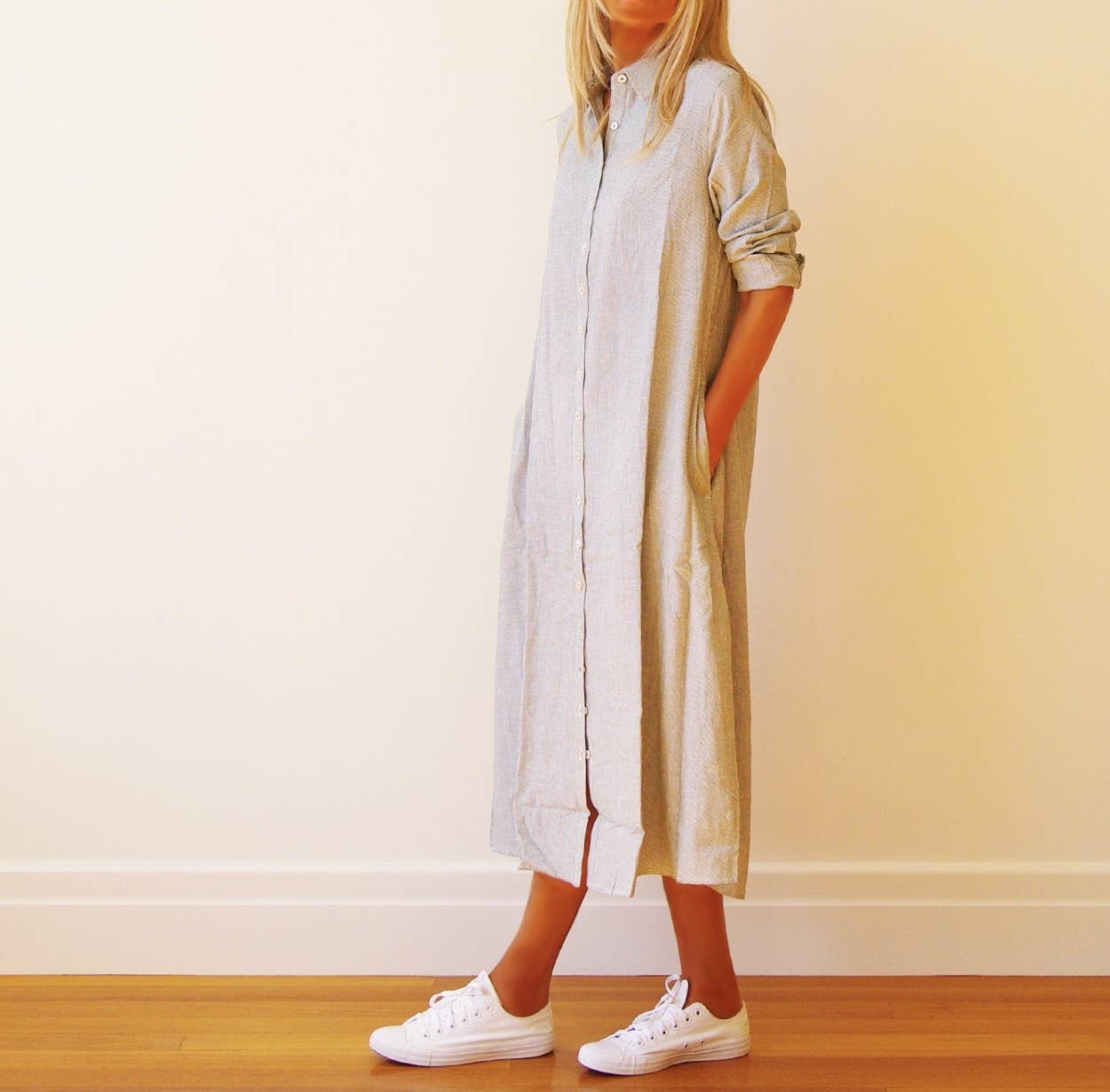 Who's Charlie – Engroshandel Kjole - Dame – Lillie Garnfarvet kjole med fin stribe (kopi)1