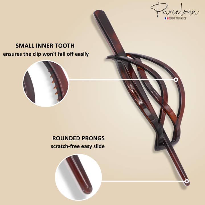 Parcelona - Wholesale Hair clip – Women’s - Parcelona French Twist Shell Chignon Ponytail Holder Hair Slider Bun Cover2