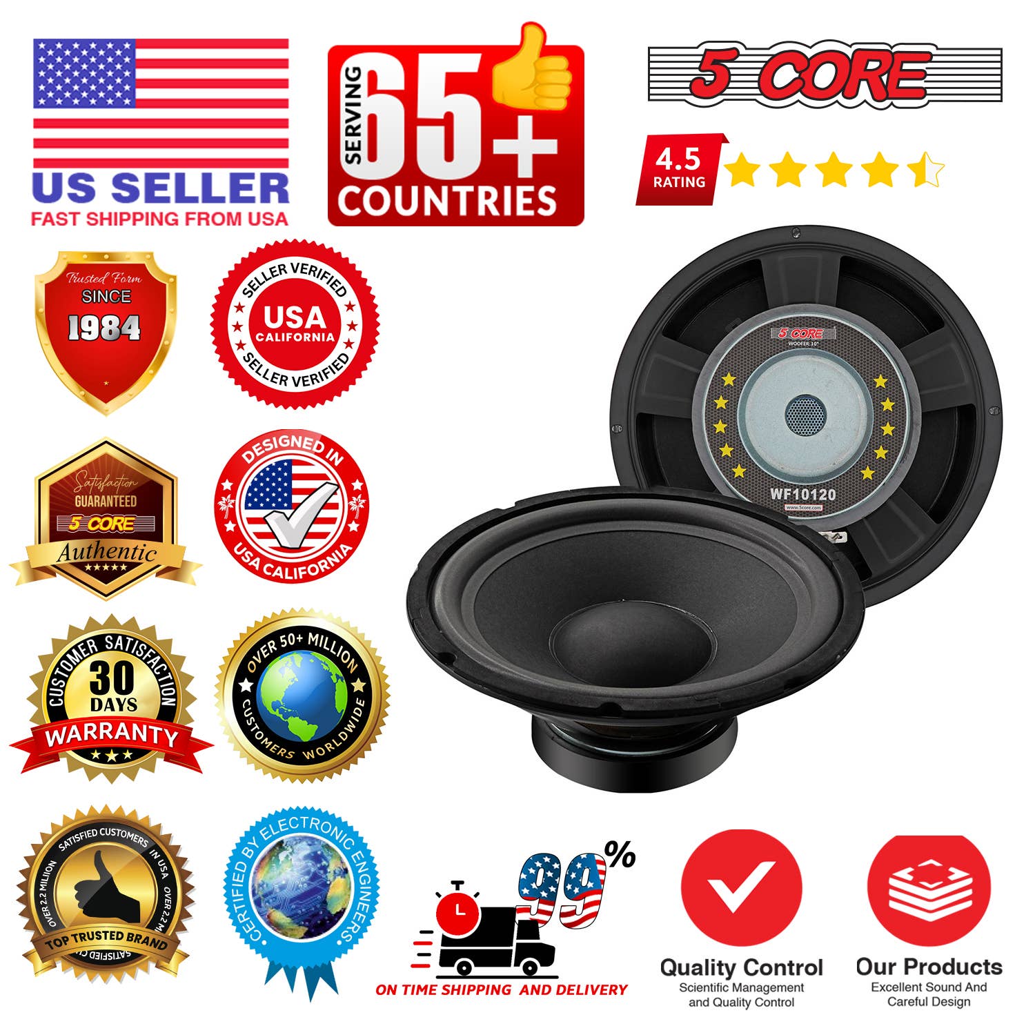 K Cube Inc - Wholesale Speakers - 5Core 10" Subwoofer Pair 600W Car Audio 4Ohm Speaker7
