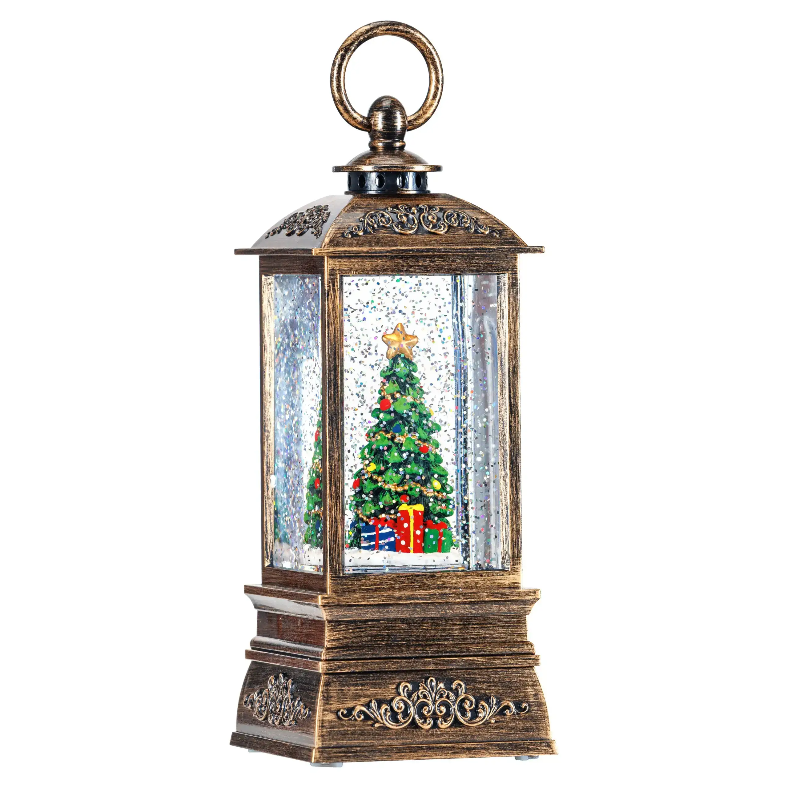 Second Nature by Hand - Venta al por mayor Globos terráqueos - Farol de agua de plástico con forma de árbol de Navidad de 8 pulgadas de alto2