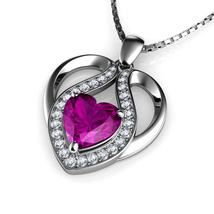 DEPHINI - Joli collier rose pour femme - pendentif en argent sterling 925 pour la vente par DEPHINI