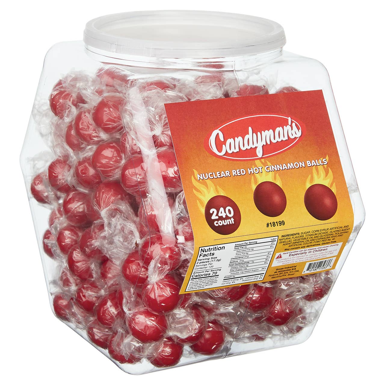 Kelli's - Wholesale Hard Candy - Candyman's Nuclear Red Hot Cinnamon Balls - Changemaker Tub0
