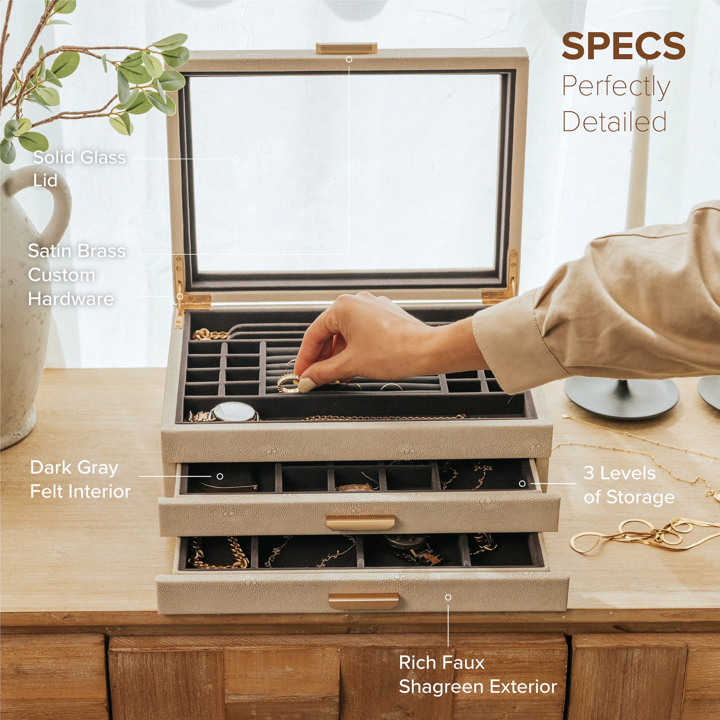 Case Elegance - Wholesale Jewelry Box/Organizer - Sasha Large Jewelry Box6