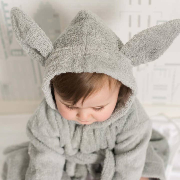 Summerville organic – wholesale Robe – Kids – Organic Bath Robe Rabbit Silver Grey 8-10 years