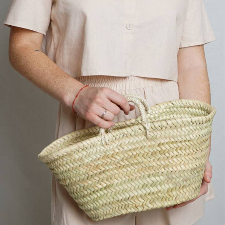 High crafty - Wholesale Basket - Handcrafted Short Handle Palm Basket – Elegant Christmas Bas11