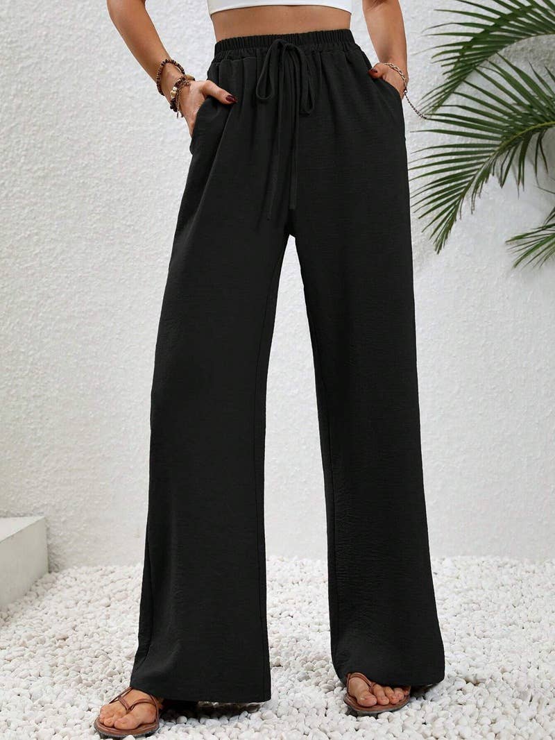 FULL TIME PURCHASE - Wholesale Pants - Women's - Versatile Solid Color Wide-Leg Floor-Length Casual Pants
