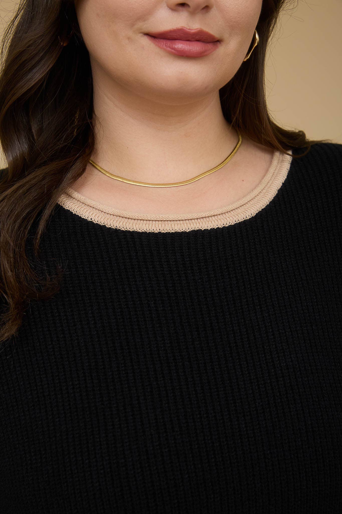 Blu Pepper - Vendita all'ingrosso Maglione tricot - Donna - MAGLIONE LAVORATO A MAGLIA CON BORDO A CONTRASTO E SCOLLO A CONCHIGLIA PLUS11