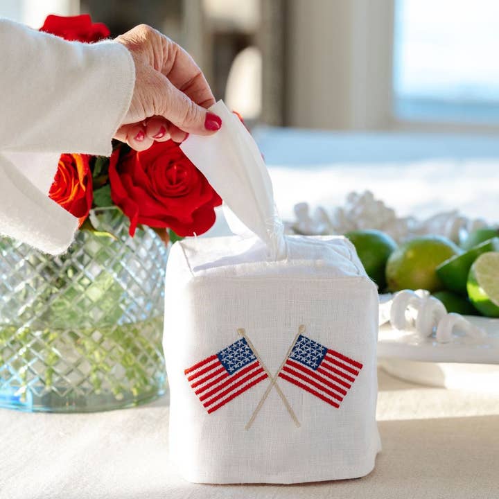Funda para Caja de Pañuelos con Bandera Americana - Nuevo Color para venta al por mayor de Arte Italica & Crown Linen Designs