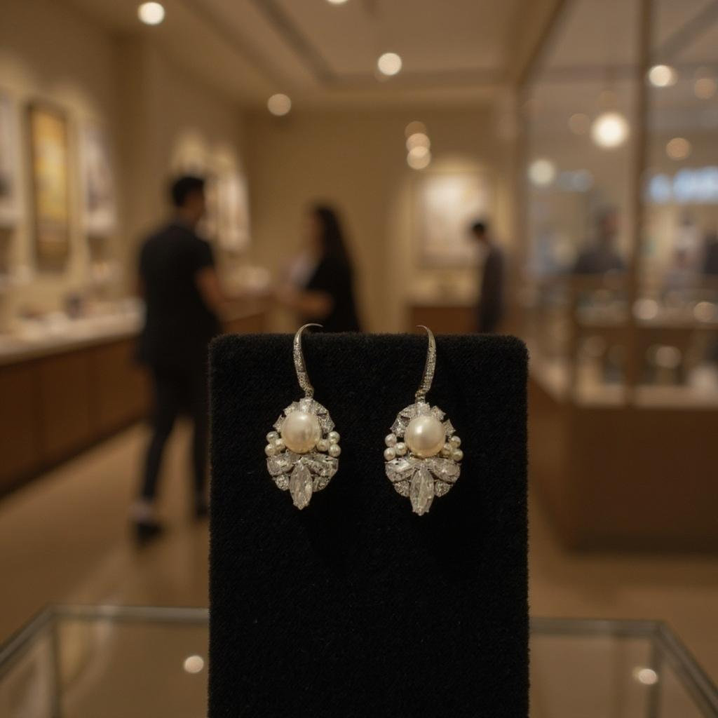 Athena Bridal Jewellery - Vente Boucles d'oreilles pendantes - COLLECTION CZ - BOUCLES D'OREILLES VINTAGE ALLUE - ARGENT CZER8096