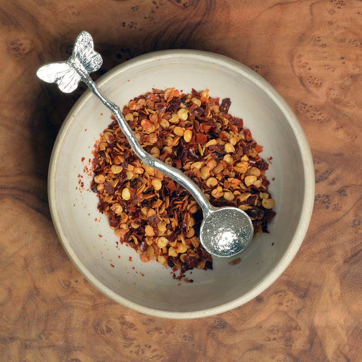 Butterfly Tiny Spice or Salt Pewter Spoon for wholesale by Glover & Smith