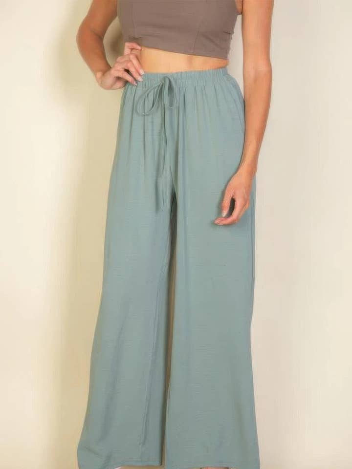 CC Wholesale Clothing - Wholesale Pants - Women's - Drawstring Waist Wide Leg Minimalist Pants