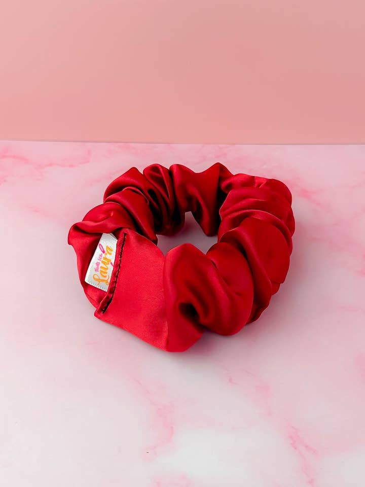 Regal - Deep Red satin wide scrunchie for wholesale by ThatsSewLauraUk